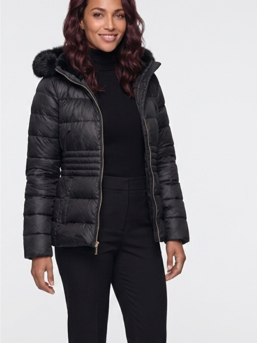 Michael Kors Black Quilted Hooded Down-Style Puffer